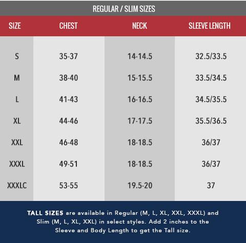 untuckit size chart